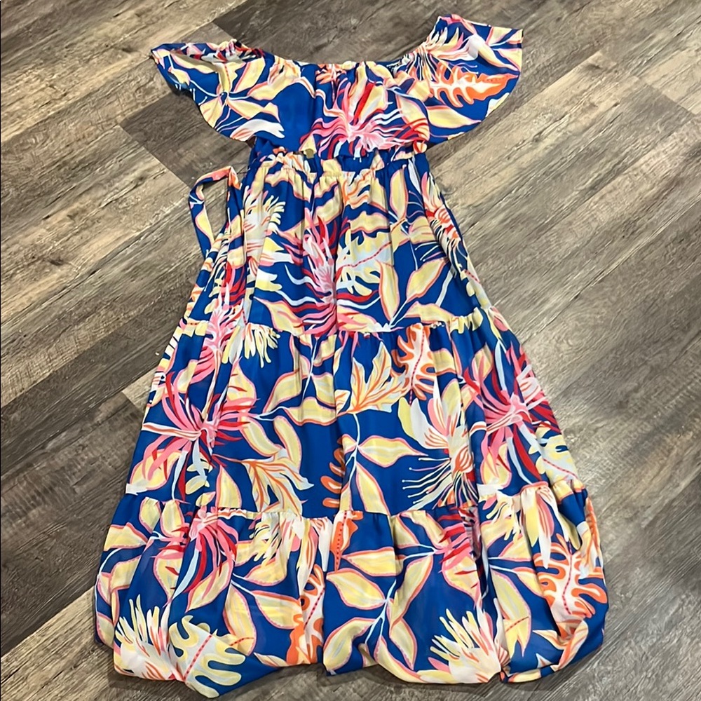 Perfectly Priscilla Vibrant Floral Off-Shoulder Maxi Dress